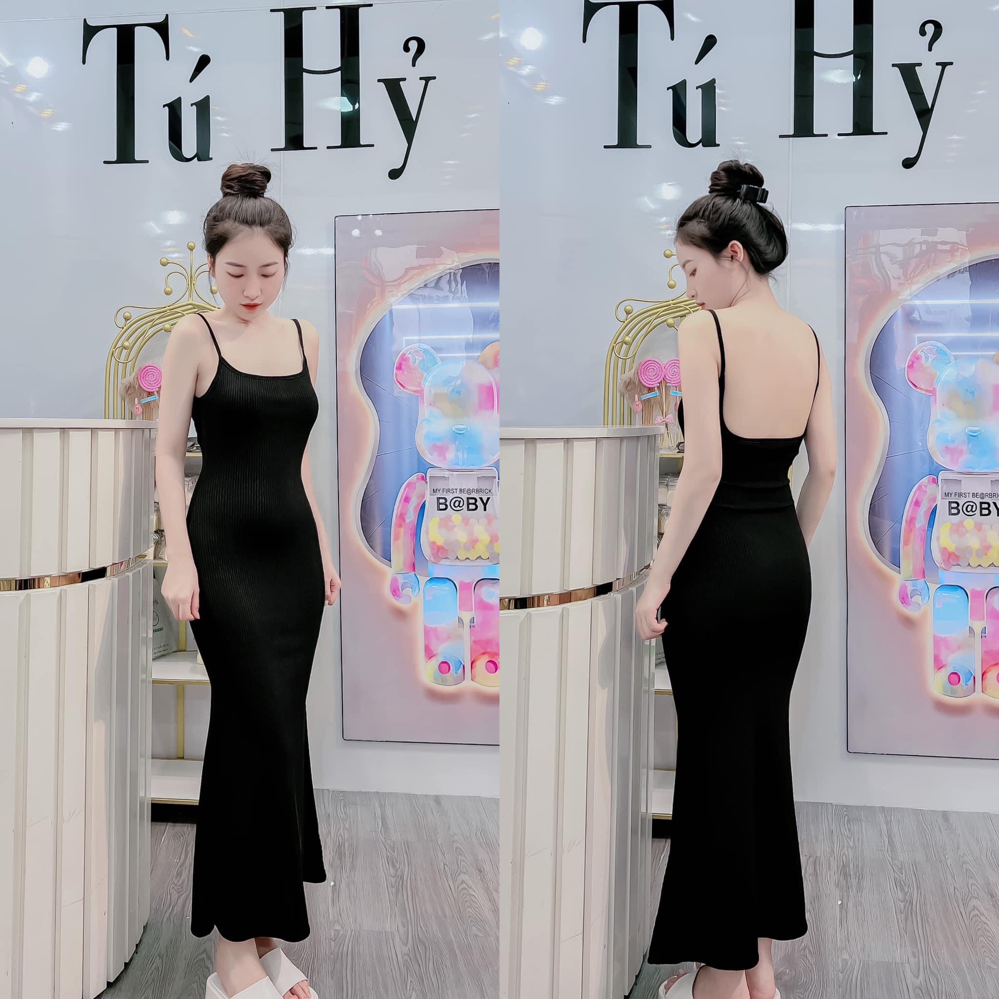 Đầm thời trang nữ 2 dây ôm body quyến rũ, Đầm hottrend 2 dây ôm body dáng dài xinh xắn, Đầm nữ dáng dài ôm body 2 dây xinh xắn MTB