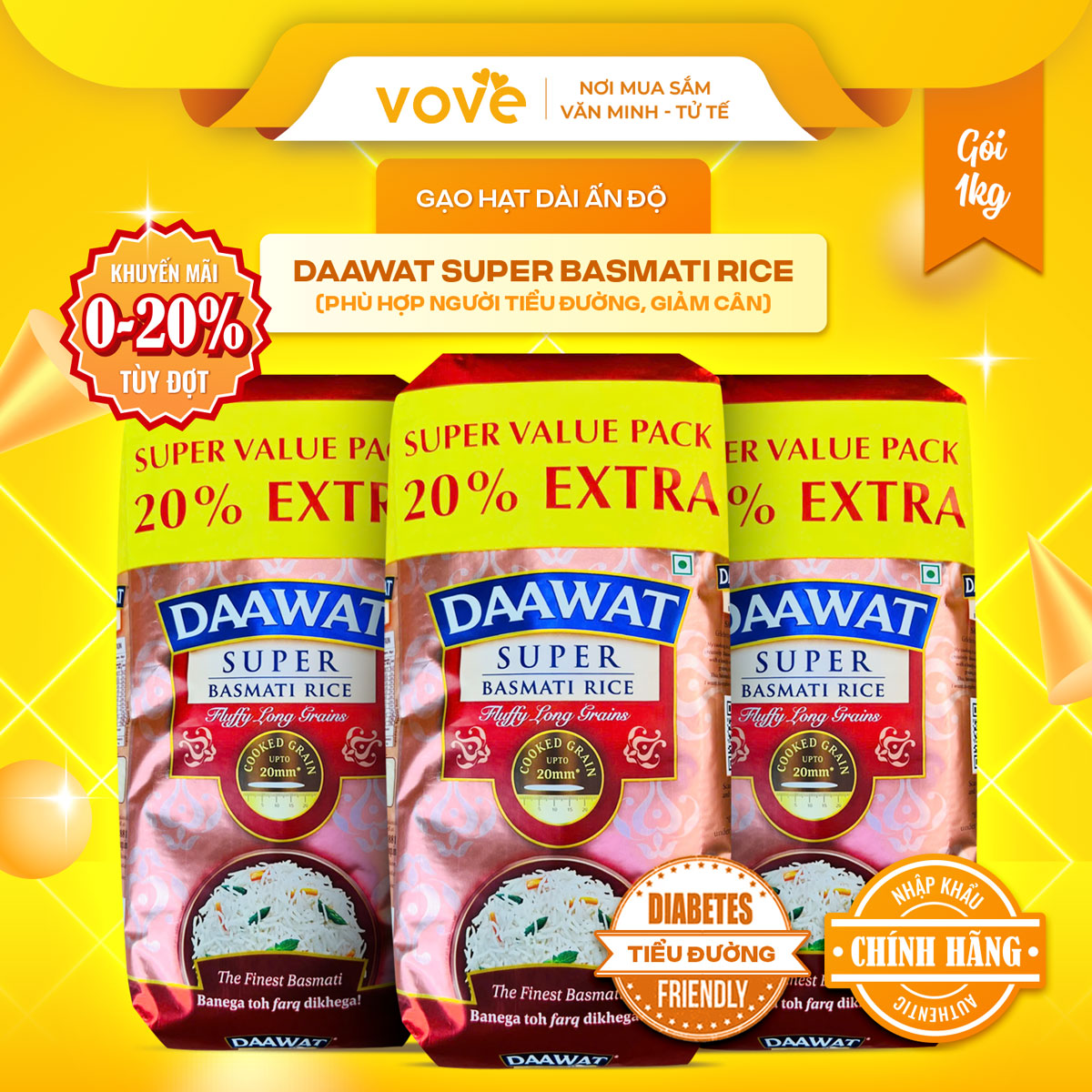 Gạo Ấn Độ DAAWAT  Super Basmati Rice 1kg