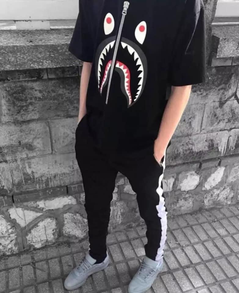 Áo thun nam form rộng in hình cá tính vải dày mịn mát Số 22 ( Màu Đen )