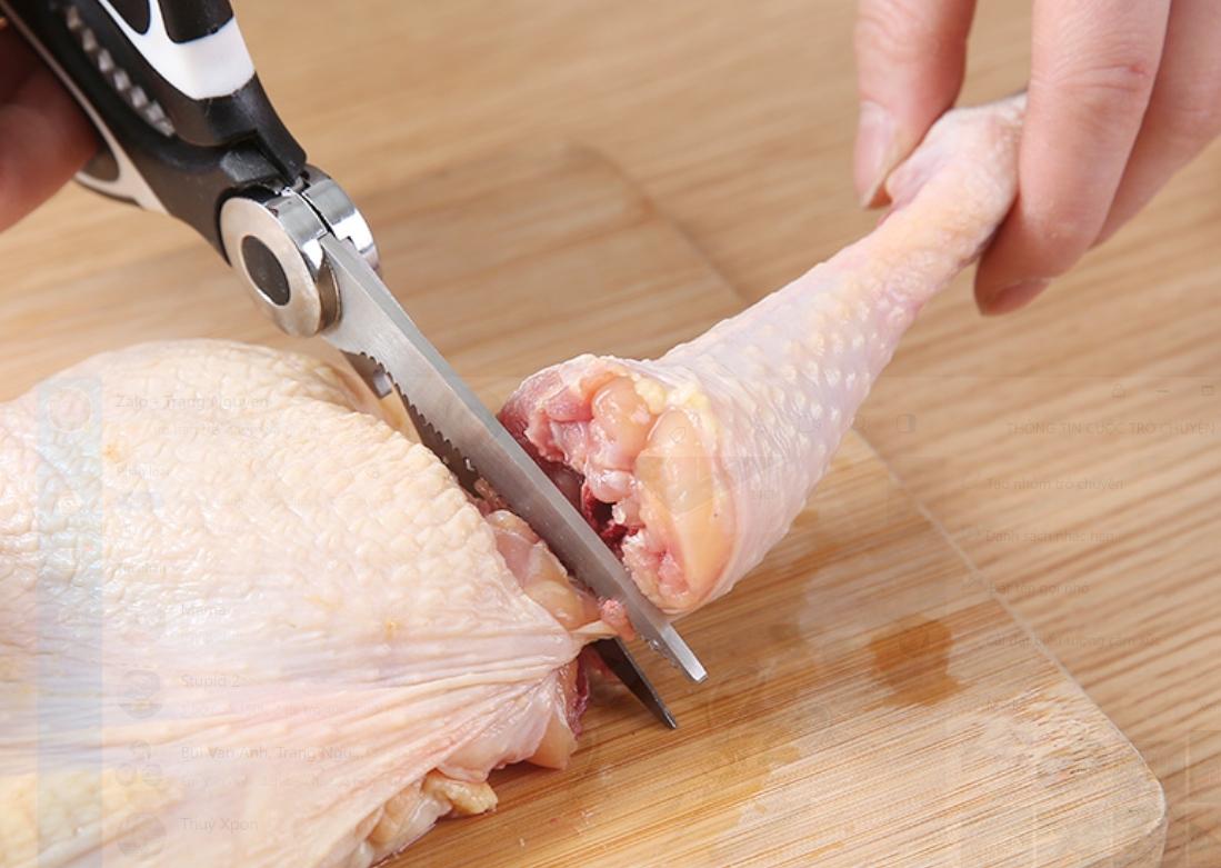 Kéo Nhà Bếp Cắt Gà, Mổ Cá Đa Năng Thép Không Gỉ siêu bền,sạch sẽ, có khóa an toàn