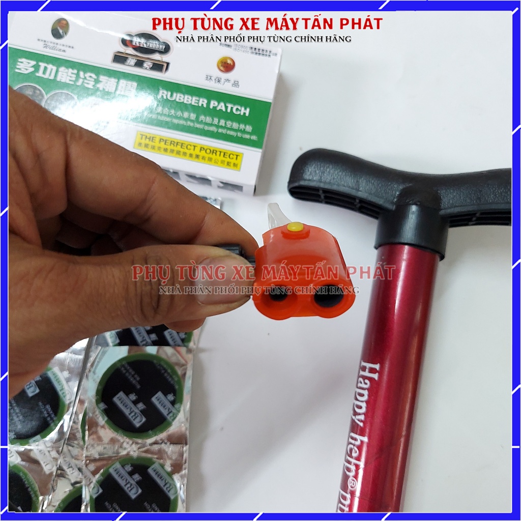 Bộ Vá Ruột - Săm Xe Máy Xe Đạp 6 Món Miếng Vá Tròn (Bơm Mini 30cm Màu giao ngẫu nhiên)