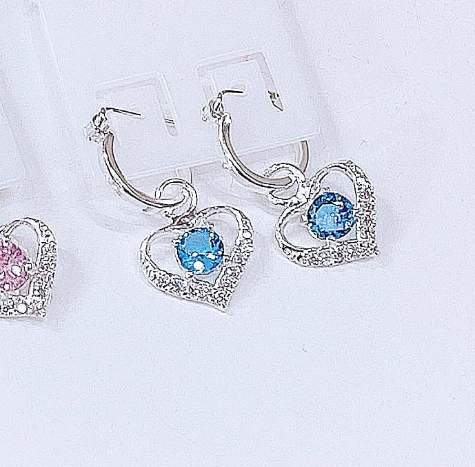 Bông tai trẻ em mặt tim chất liệu bạc s925 MS54a