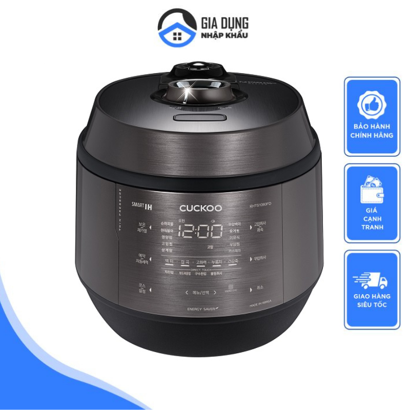 Nồi cơm điện cao tần cuckoo khts1060fd, áp suất kép, nồi cơm điện 1.8l , 20 chế độ nấu, lòng nồi chống dính kim cương, nội địa hàn, bh 24 tháng