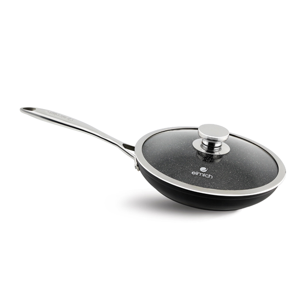 Chảo vân đá chống dính elmich opal 24cm el-3802 vung kính đáy từ - xuất xứ ch séc, bảo hành 24 tháng