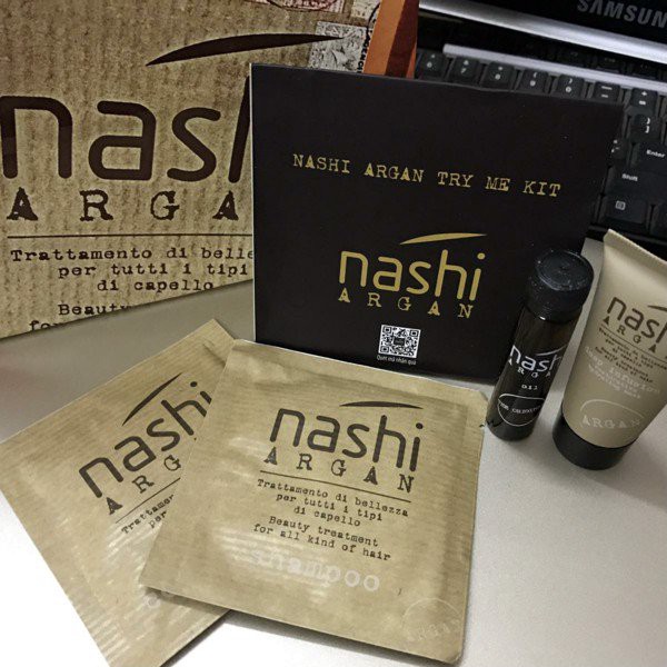 [HCM]Bộ Nashi Argan Try Me Kit ( Gội 15ml + xả 15ml + Hấp 20ml + Tinh dầu 5ml)