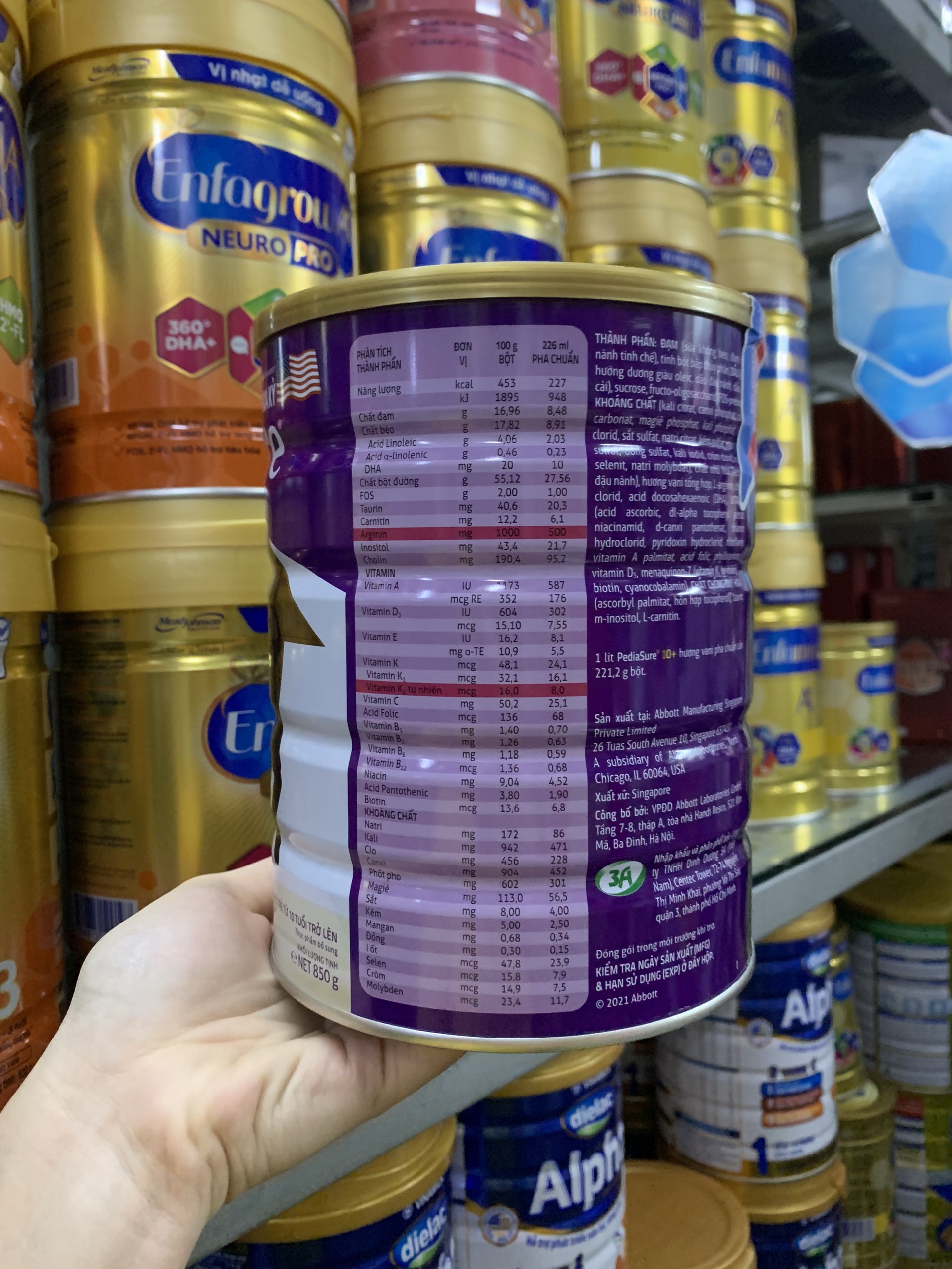 Sữa bột PediaSure 10+ 850G
