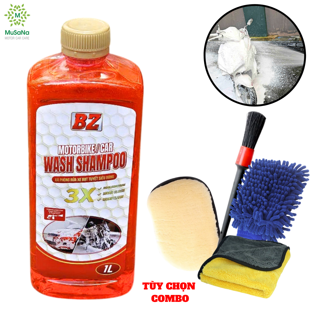 Nước Rửa Xe BZ Gloss Shampoo 1L Kèm Quà (Tùy Chọn Combo)