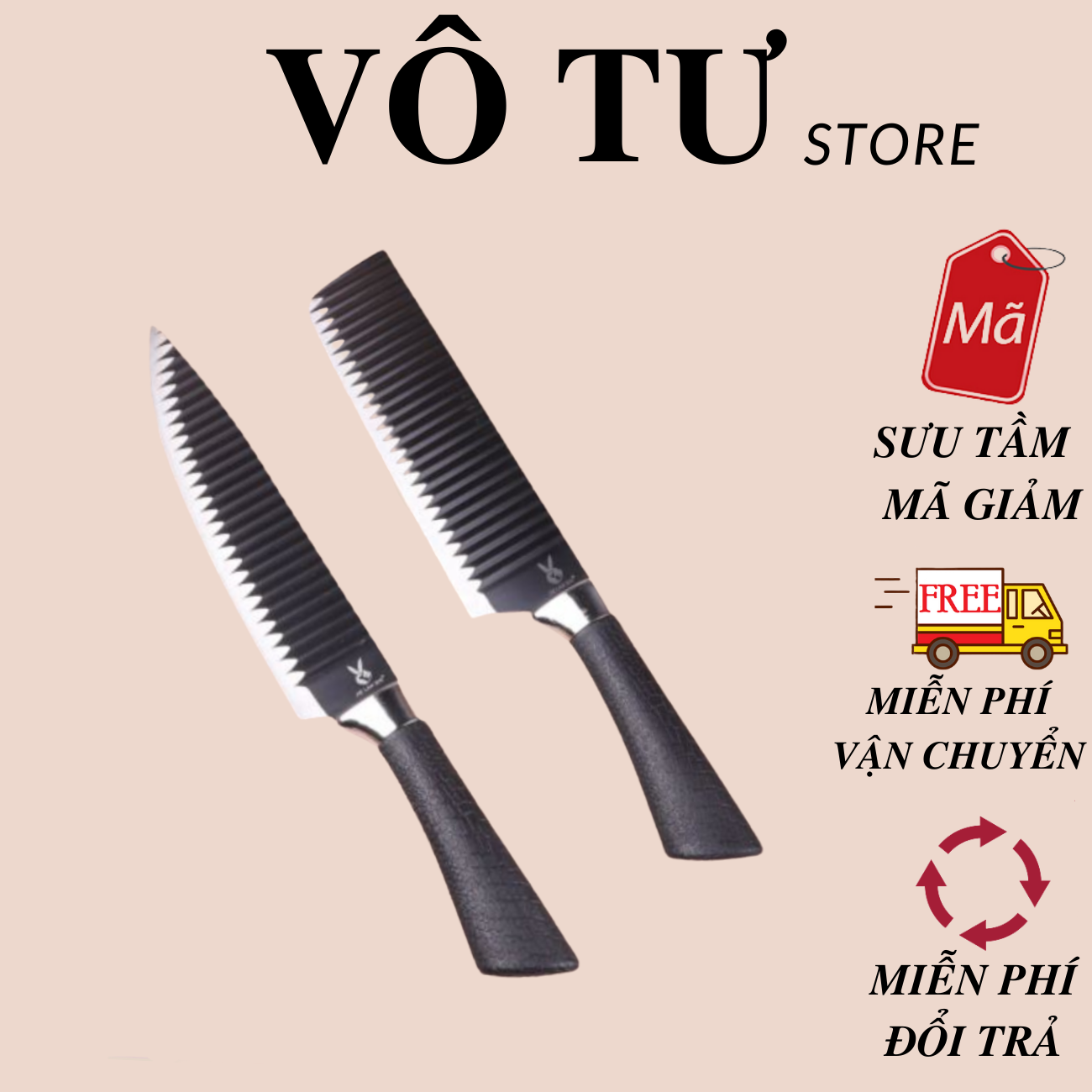 Bộ 3 dao bếp lưỡi gợn sóng Nhật Bản loại 1 siêu bén cán bọc cao su an tòan và êm tay cao cấp