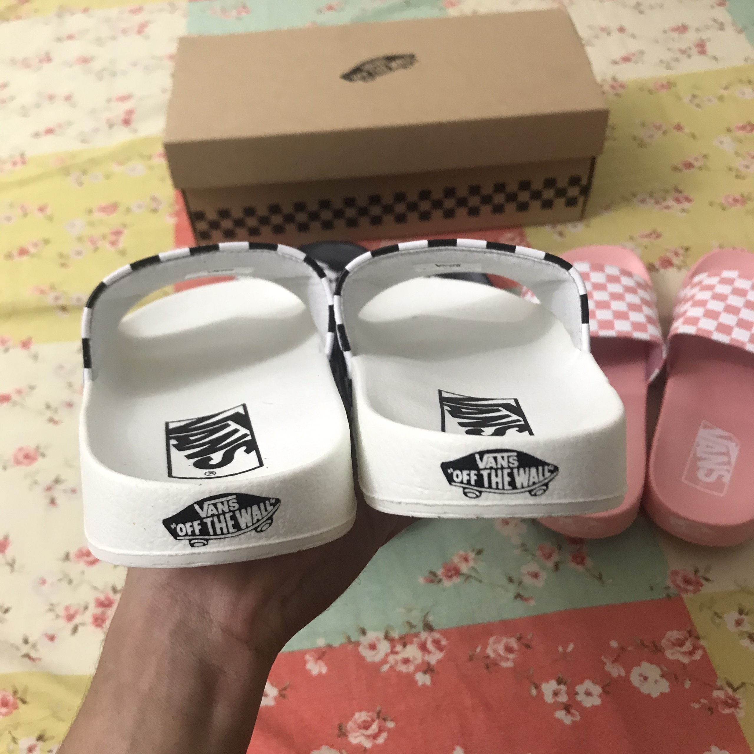 [HCM]Dép vans caro quai ngang [siêu nhẹ và êm] full box