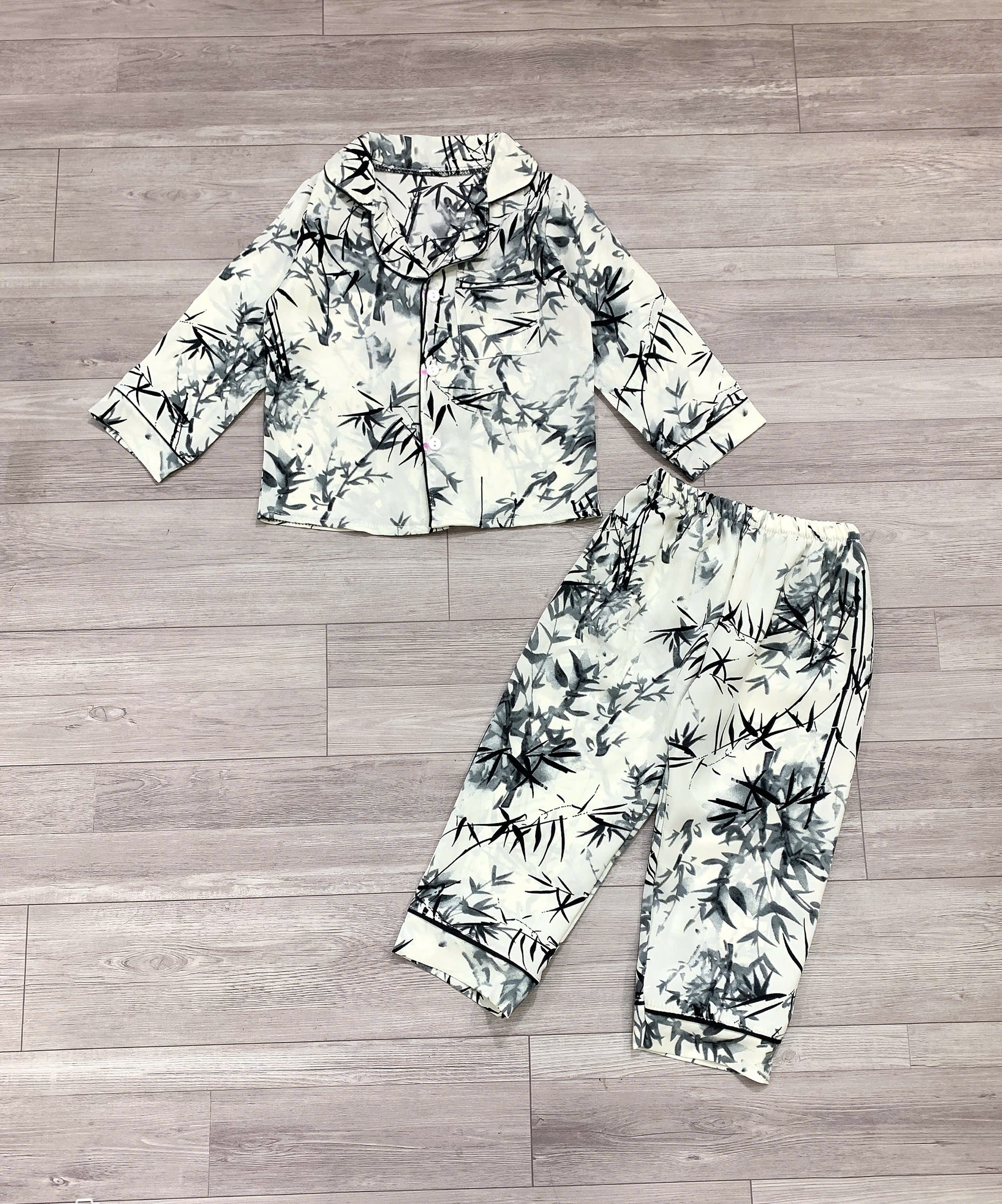 Bộ pyjama lụa dài tay bé trai,bé gái 10-36kg