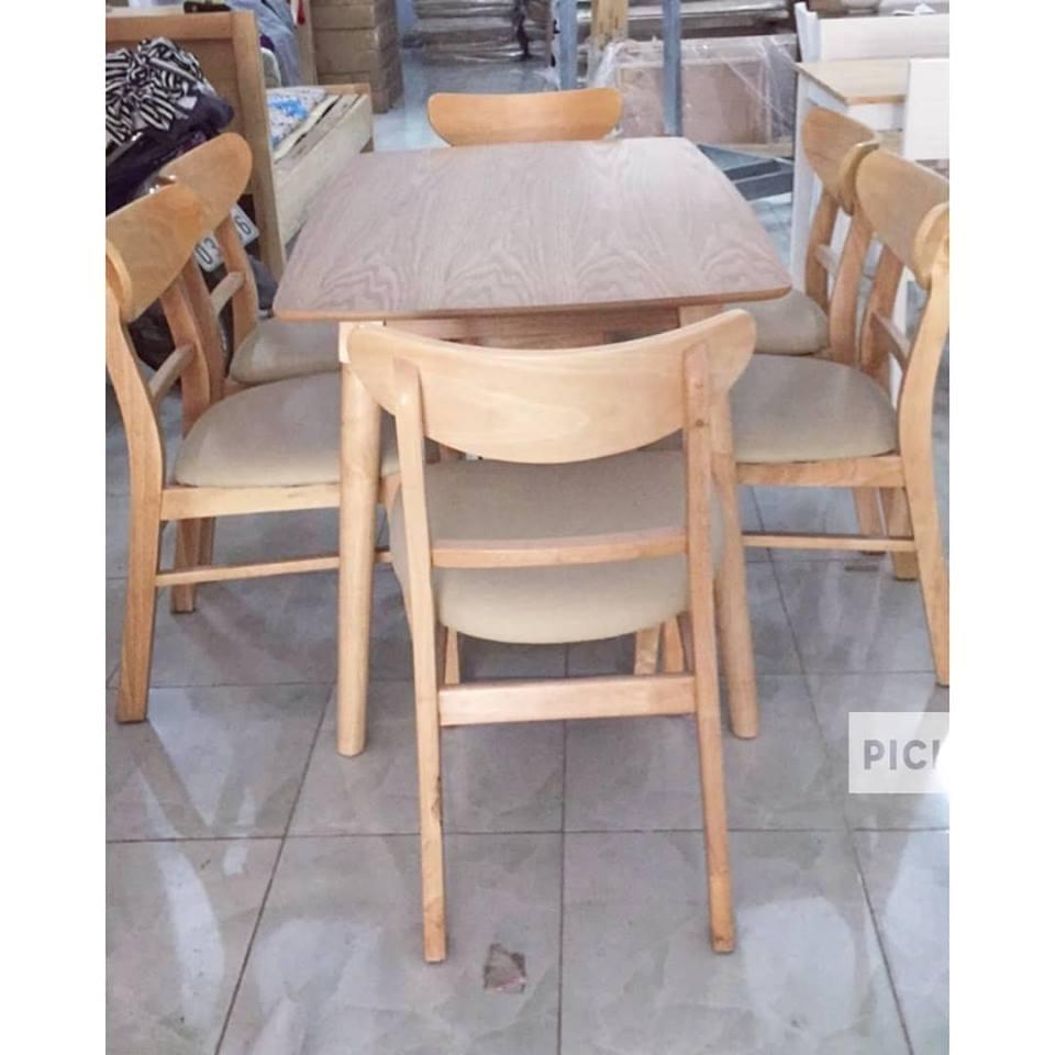 Bộ bàn ăn 6 ghế gỗ cao su tự nhiên