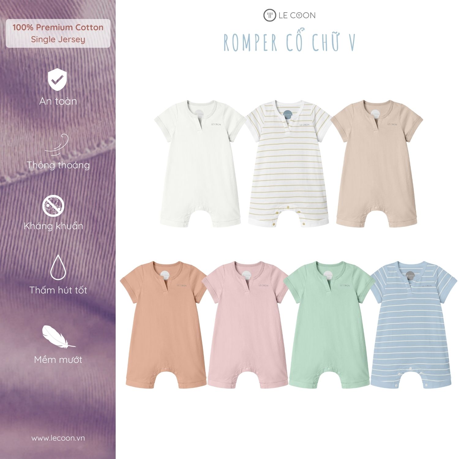 LE COON | ROMPER CỔ CHỮ V | COOL | 3 - 18 tháng