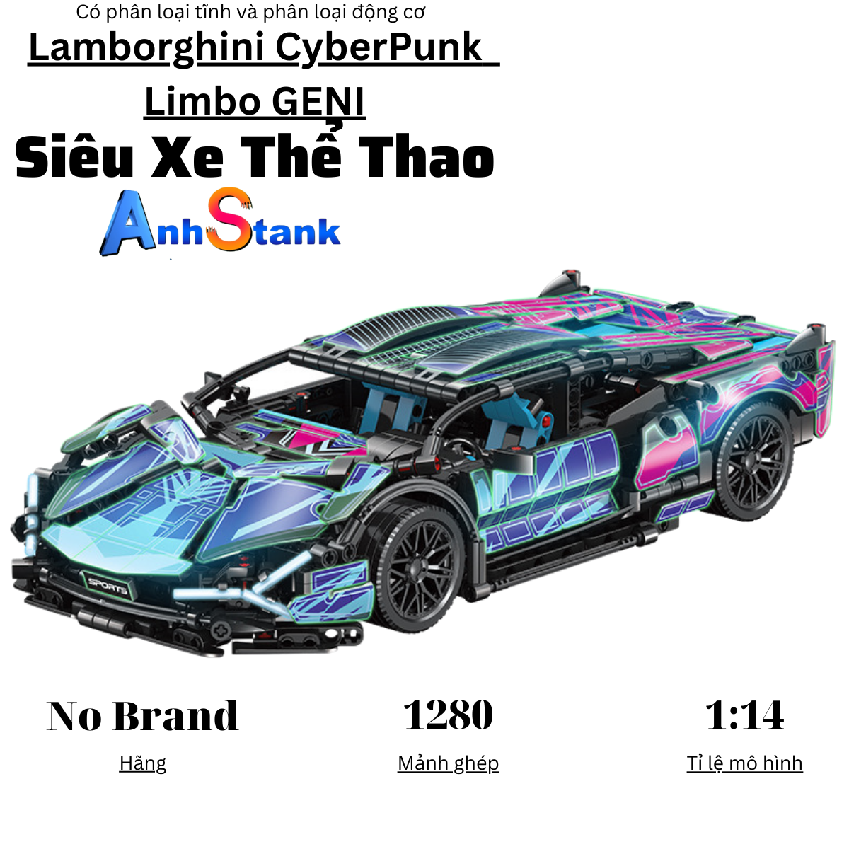 Mô hình lắp ráp siêu xe technic Lamborghini Cyberpunk Lam tỉ lệ 1 14 1314