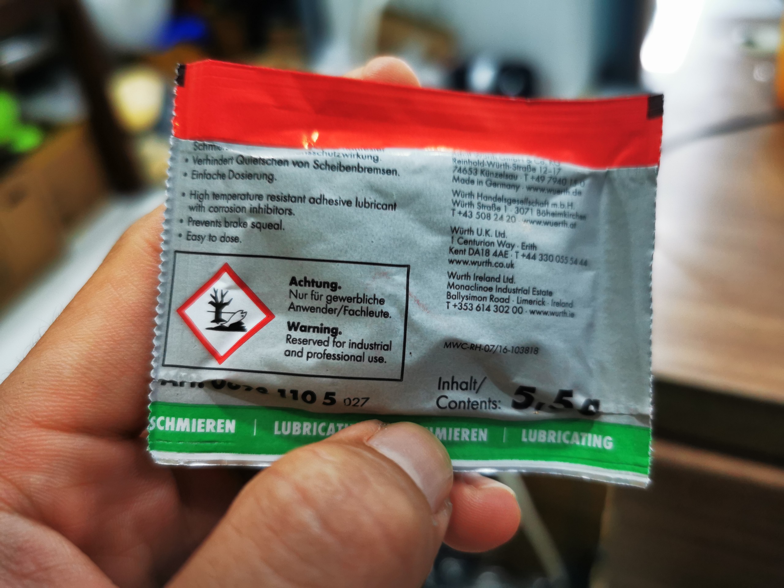 Mỡ Bò Tra Má Phanh Wurth Brake Paste Gói 5.5g