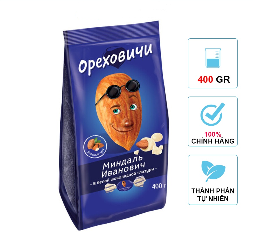 Kẹo Ivan Socola Nga Hạnh Nhân 400g Date Mới