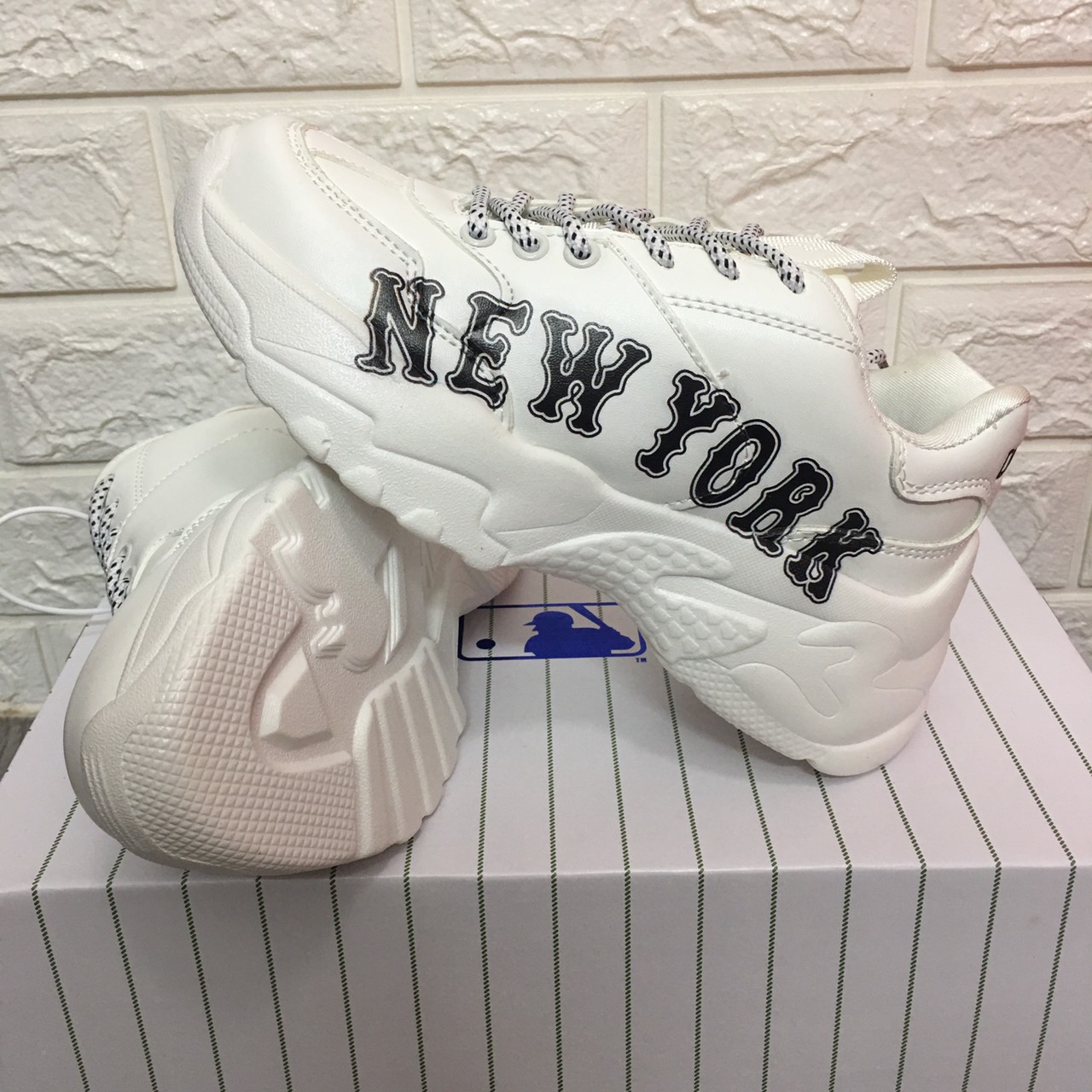 [TẶNG HỘP+BILL+TẤT] Giày MLB TRẮNG NY TRẮNG BẢN IN