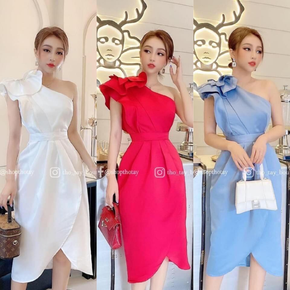 Rập giấy đầm lệch vai mã 1264