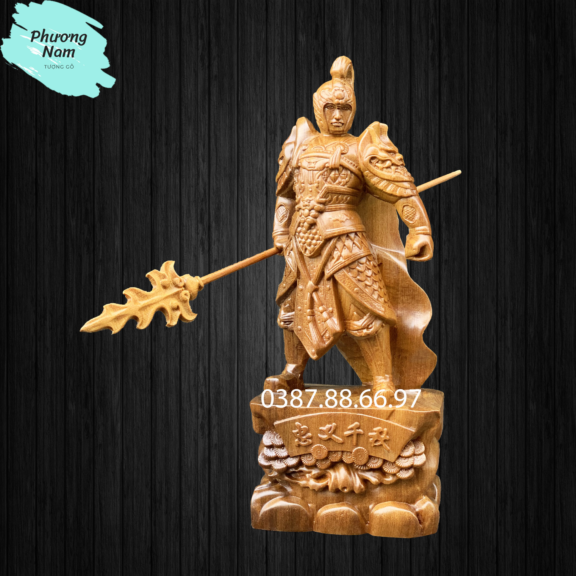 Tượng gỗ triệu tử long, triệu vân cao 20cm và 30cm được làm bằng gỗ bách xanh