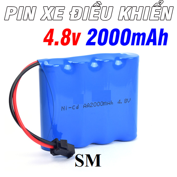 Pin sạc ni-cd 4.8v 2000mah xe điều khiển từ xa jack nối SM