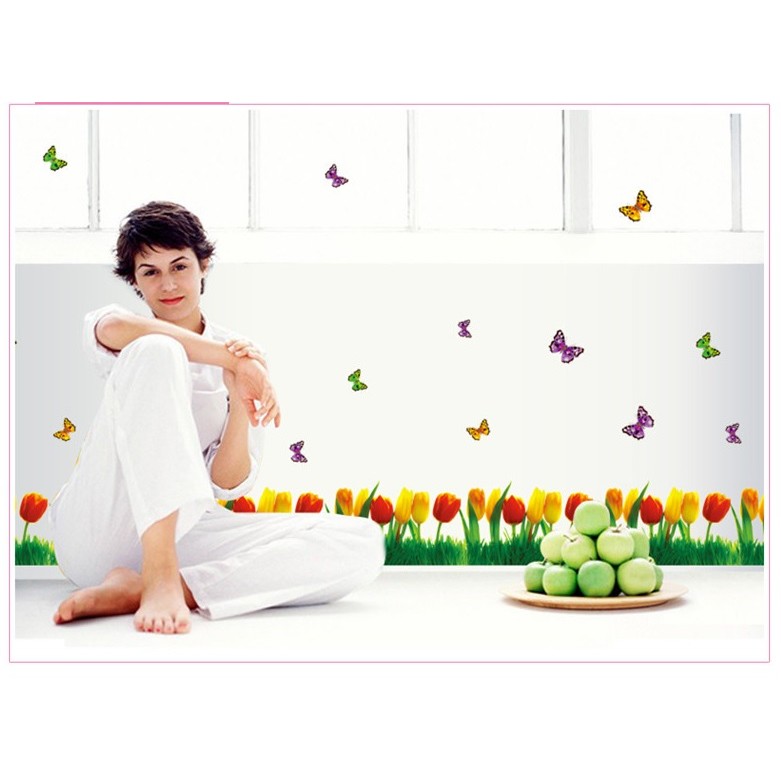 [HCM]Decal Dán Chân Tường Hoa Tulip - Dct008