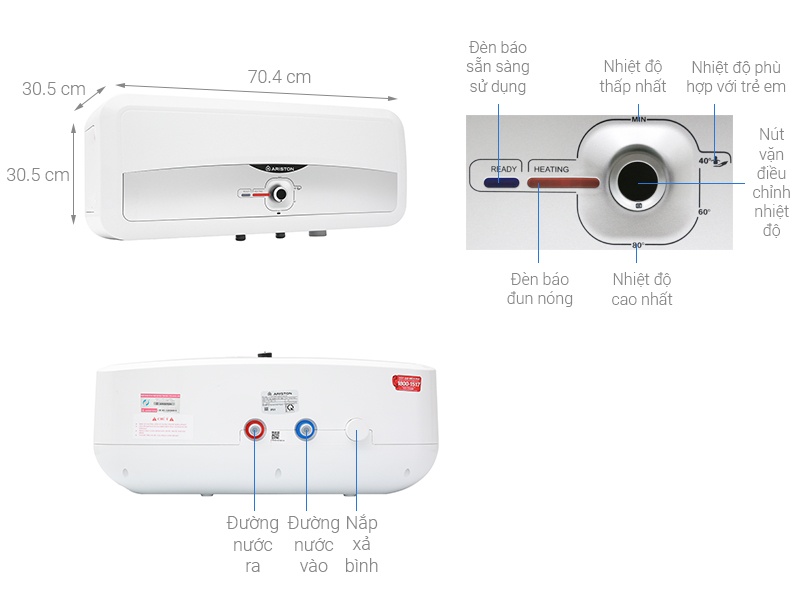 Bình nóng lạnh gián tiếp Ariston 20L SL2 20R MT