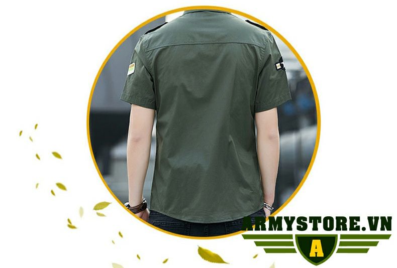 [HCM]Áo sơ mi nam cộc tay phong cách lính ARM-978 (Xanh Lính)