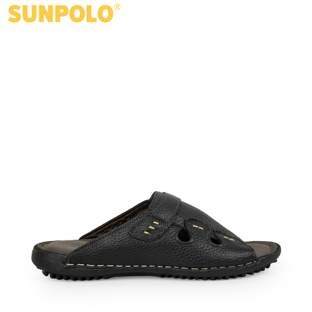 Dép nam da bò SunPoLo DQN018 (Đen, Nâu)