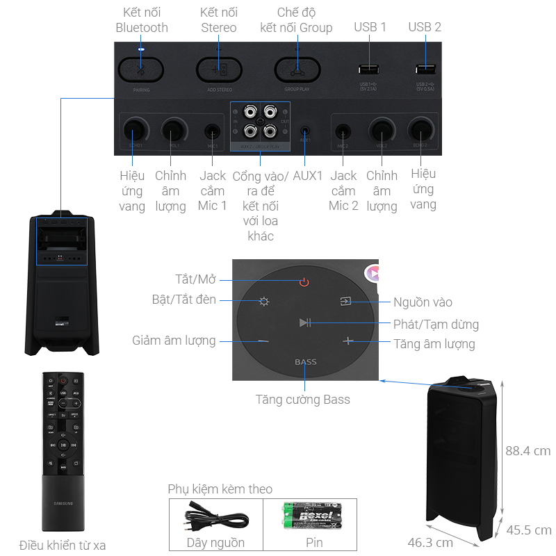 [TRẢ GÓP 0%] HCM-Loa tháp Samsung MX-T70/XV 1500W (Giá áp dụng giao tại HCM, HN & các tỉnh liên hệ shop)