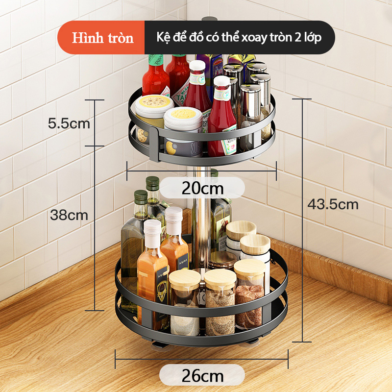 Netel kệ kệ đựng gia vị nhà bếp giá để gia vị nhà bếp xoay 360 kệ để đồ đa năng giá để chai góc mặt bàn bằng kim loại màu đen hộp đựng đồ nhà bếp đa năng bàn xoay kệ 3 tầng