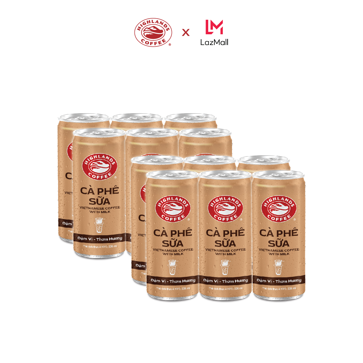 COMBO 2 lốc *6 lon cà phê sữa đá Highlands Coffee (235ml/lon)