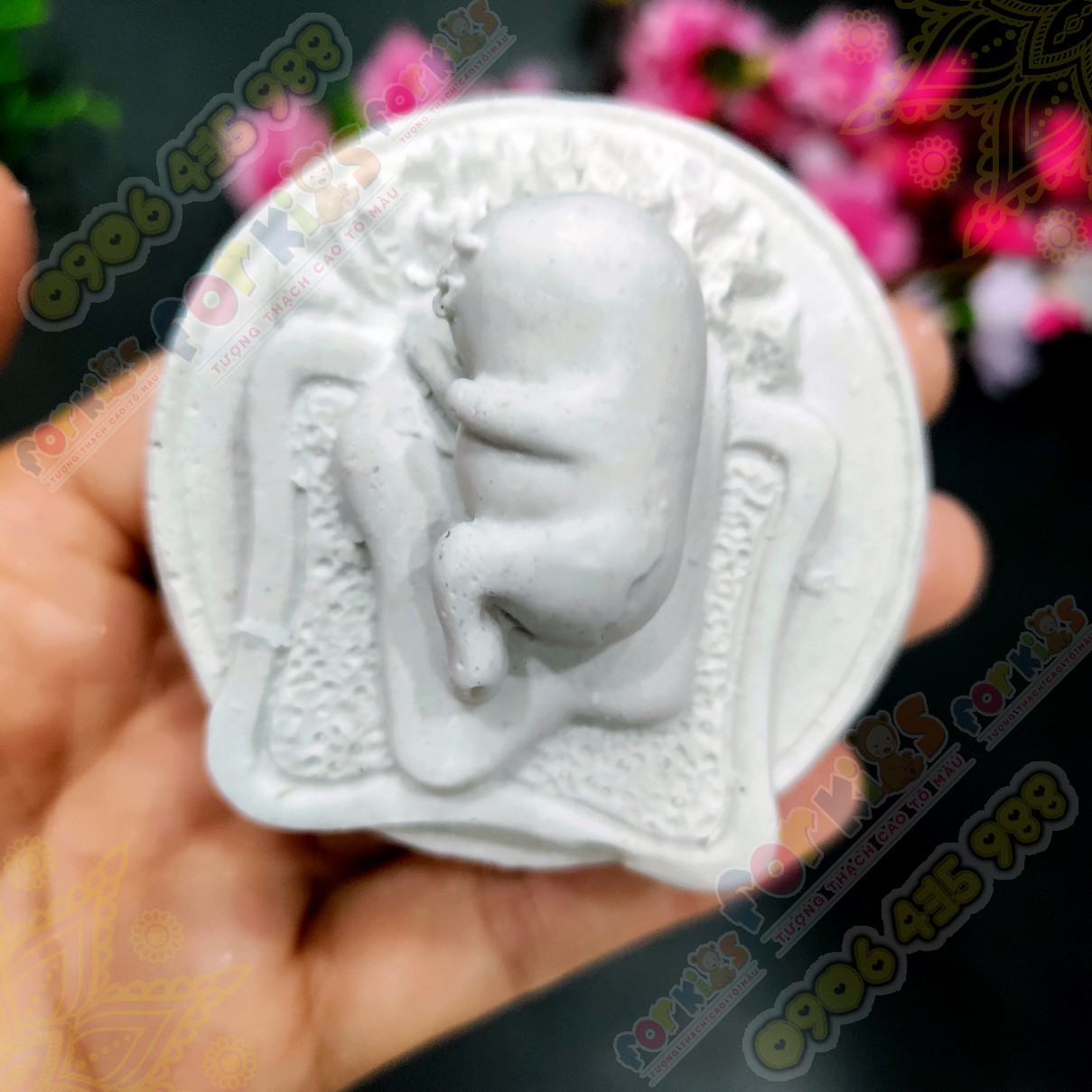 Coloring statue, satisfied with rice noodle, size M, gypsum statue (without color)