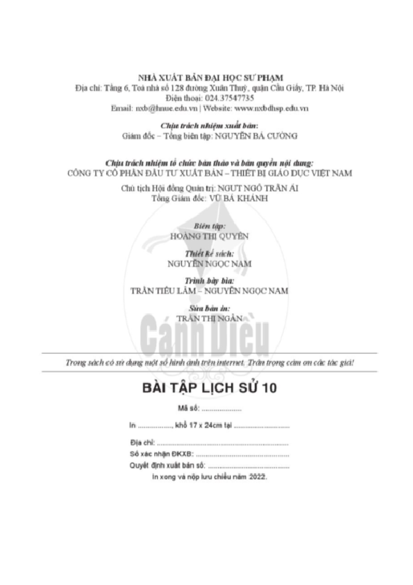 Bài Tập Lịch Sử lớp 10 - Canh dieu