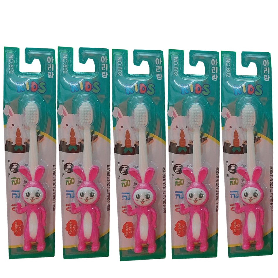 Bàn chải đánh răng trẻ em Hàn Quốc hình thỏ - lông mềm (Giao màu ngẫu nhiên)