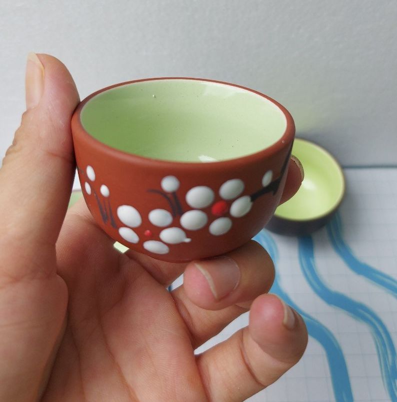Chén uống trà đất nung bát tràng