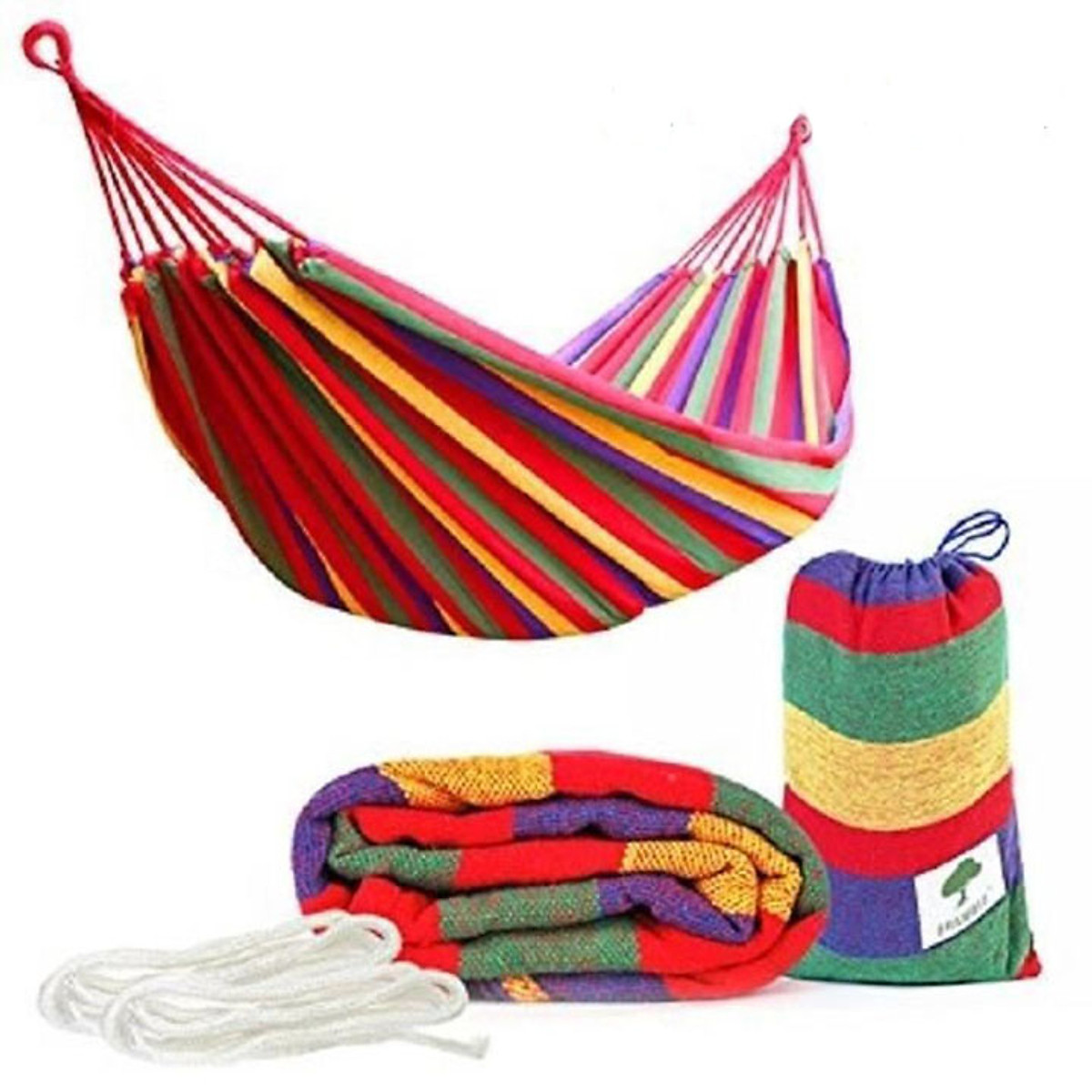 Võng dù 2 lớp kẻ sọc nhiều màu, võng du lịch gấp gọn siêu nhẹ, võng cắm trại nhiều màu, võng xếp gọn