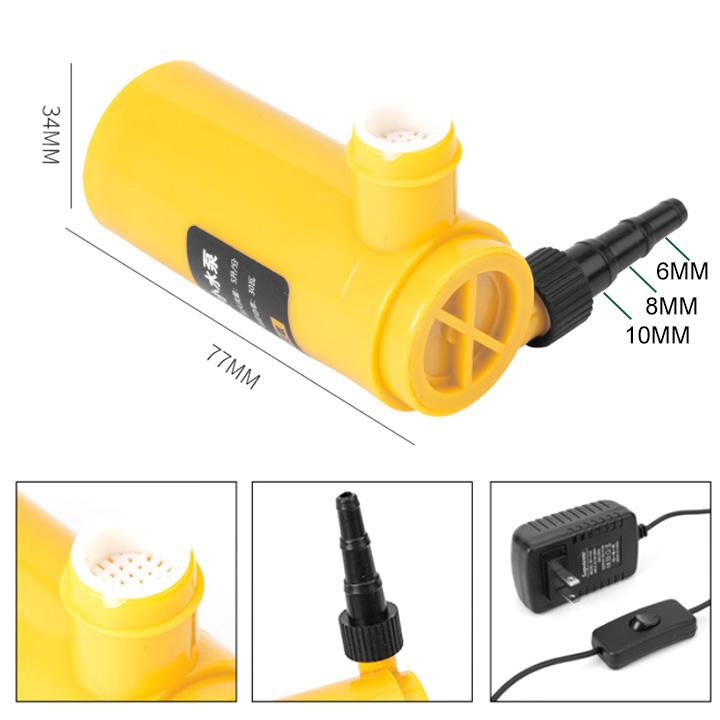 Máy bơm chìm mini 12V kèm adapter 220V/12V-3A