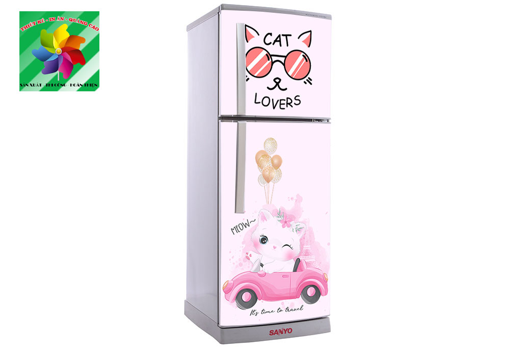 Decal dán trang trí tủ lạnh mẫu cute