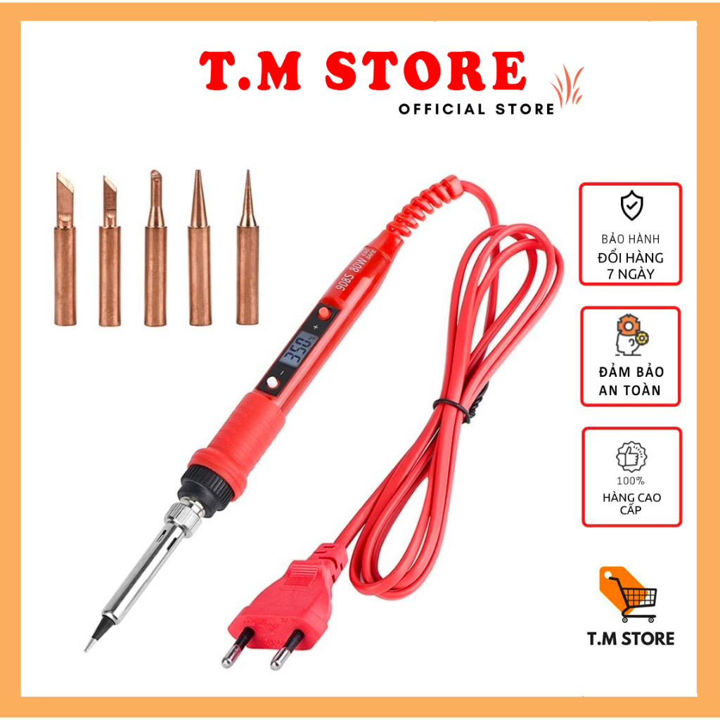 Mỏ hàn thiếc, hàn chì 80W cao cấp màn hình LCD hiển thị nhiệt, thiết kế cảm biến nhiệt độ và làm nóng nhanh TM Store