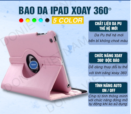 Bao da iPad Xoay 360 độ dành cho Air/Air2/Gen5/Gen6