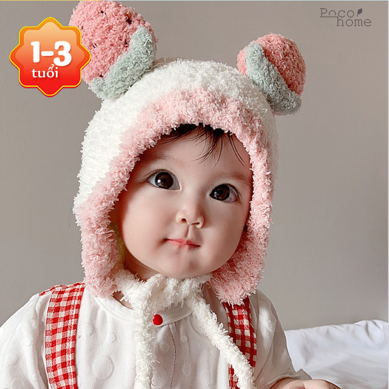 Mũ lông cừu dày dặn thiết kế 3D đễ thương, mềm êm cho bé từ 1-3 tuổi
