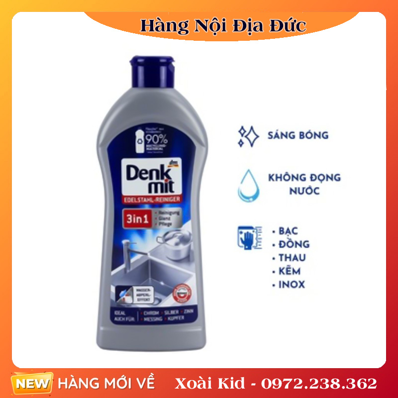 Dung dịch tẩy rửa inox Denkmit Edelstahlreiniger 3in1 300ml của Đức
