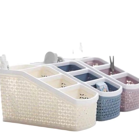 Khay nhựa tiện ích 4 ngăn, để bàn, đựng đồ, khay nhựa 4 ngăn, đựng bút, đồ dùng đa năng-Khay nhựa 4 ngăn đa năng siêu tiện ích-Khay nhựa 4 ngăn đựng đồ trang điểm hộp cắm bút, bộ điều khiển từ xa tiện lợi