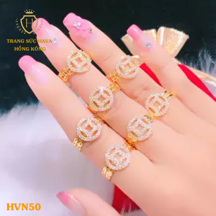Ring female alloy copy coins to applique stone face money, titanium plating Gold non 10K, 18K, 24K real high-end (not tarnish Black)-Jewelry Hava Hong Kong