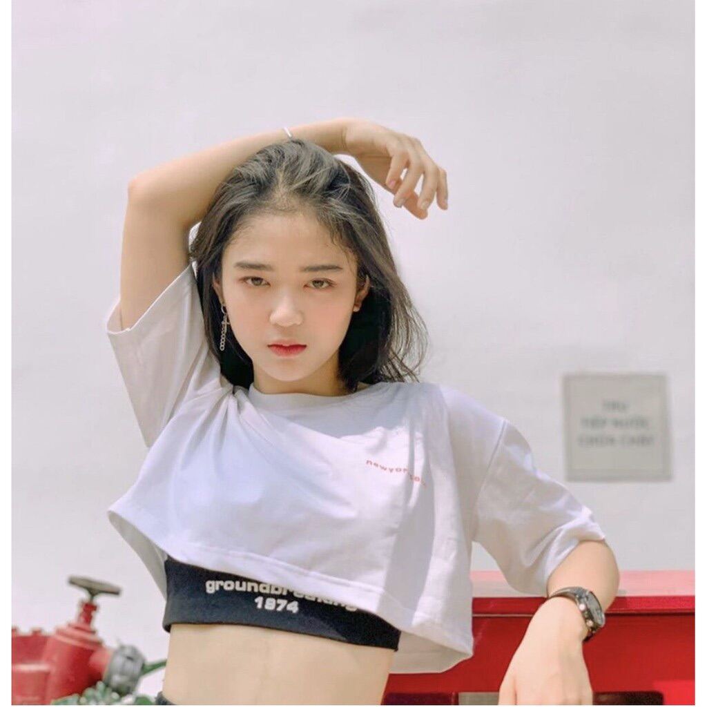 SET 2 MÓN ÁO CROPTOP TAY LỠ GROUNDBREAKING 1974