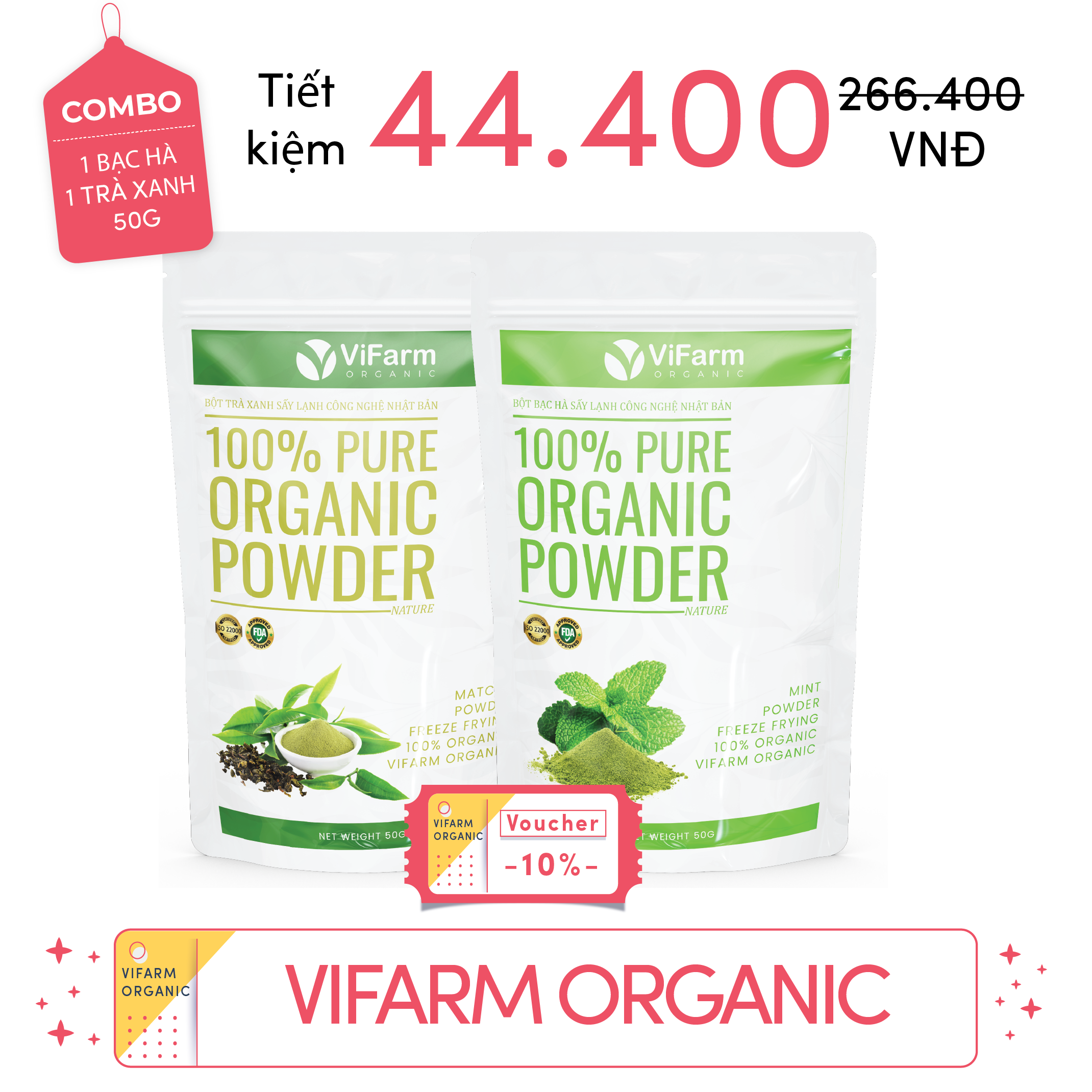 Bột Bạc Hà Nguyên Chất ViFarm 50g