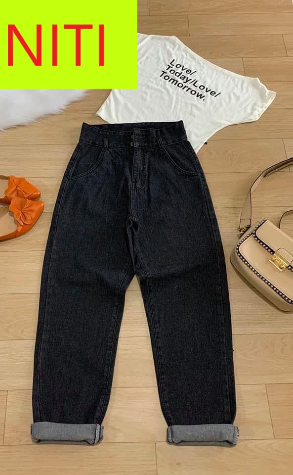 [HCM][ VIDEO+ HÌNH THẬT!! ] QUẦN BAGGY JEAN NỮ CAO CẤP NITI LƯNG CAO MÀU XÁM ĐEN 2 NÚT TÚI DỌC CỰC ĐẸP-NY