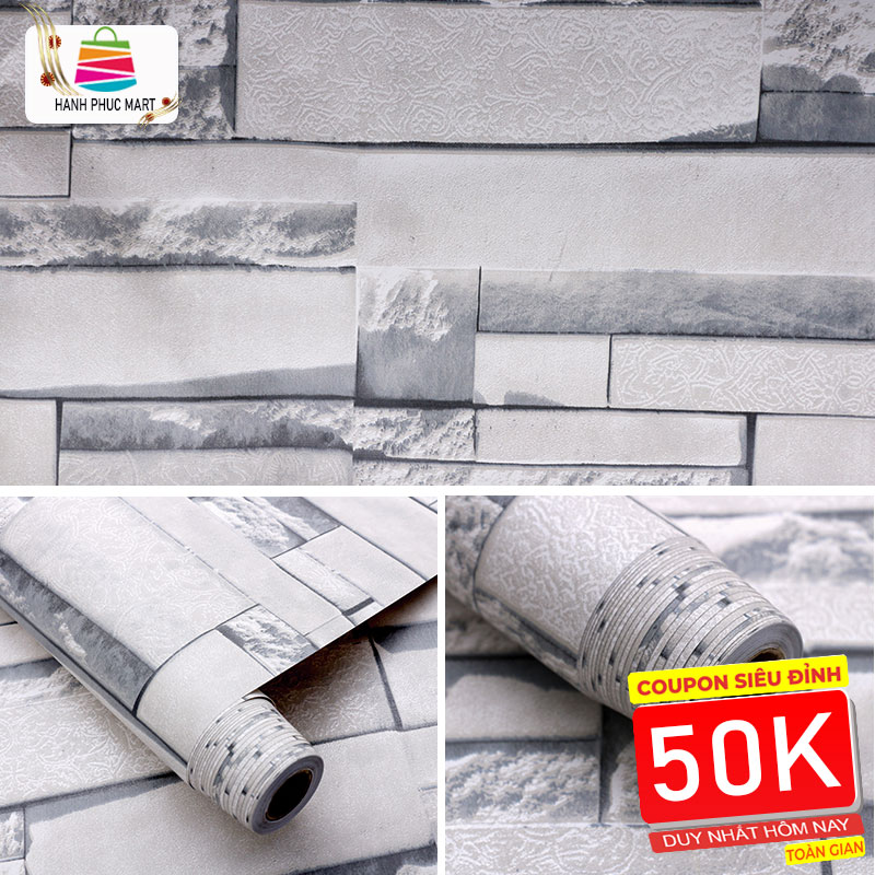 5M Giấy Dán Tường - Decal dán tường - Gạch Trắng-HPMWallpaper