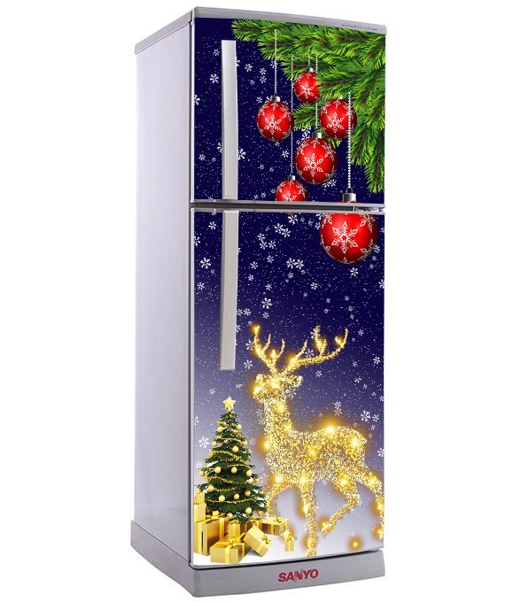 Decal Cao cấp dán tủ lạnh chống thấm mẫu noel 2022