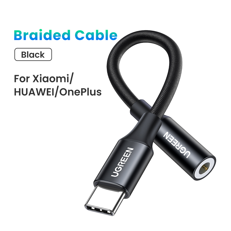 UGREEN 10cm USB Type C to 3.5 Adapter Phone Accessories USB C to 3.5mm Headphone Adapter Audio Cable For Xiaomi HUAWEI P30 Oneplus 9