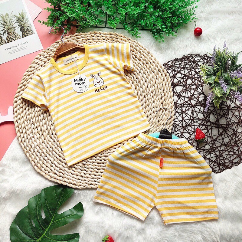 (Tổng Kho Sỉ Hy) - Bộ Cotton Kẻ Minky Mom Cho Bé (8-20Kg)